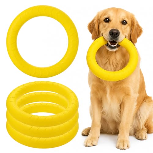 4 Pcs Dog Chew Rings Toy, 11.02 in Bite-Resistant EVA Dog Training Floating Toys for Aggressive Chewers, Lightweight Durable Pet Chewer for Tooth Cleaning Outdoor Pond Pool Fetching Exercise