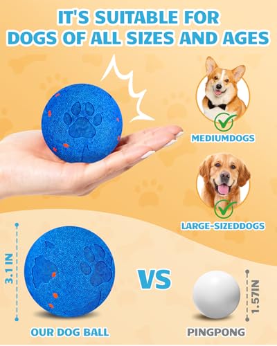 Interactive Dog Ball Toys for Medium & Large Dogs,Self-Moving, Auto-Vibrating,Bouncing Smart Dog Ball That Moves on It's Own Keep Them Busy,3.1″ Chew-Resistant E-TPU,IPX7 Waterproof (Include Gift Bag)