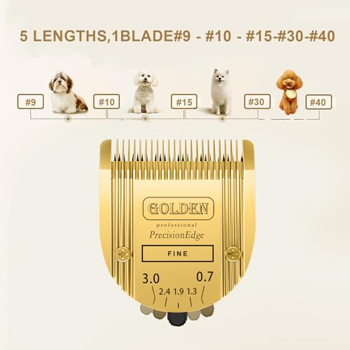 Adjustable 5 in 1 Blades Compatible with WAHL Arco,Bravura .Chromado，Creativa，Figura Dog Clippers for Dogs Grooming(Gold/3PC) - color: Gold-1