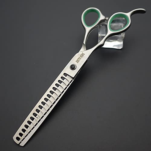Professional Dog Grooming Shears Set Dogs Straight & thinning & Curved scissors & chunkers Scissorswith comb in 1 Set for Right-handed & Left-handed (7 In. Silvery Left-handed) - color: 7 In. Silvery Left-handed