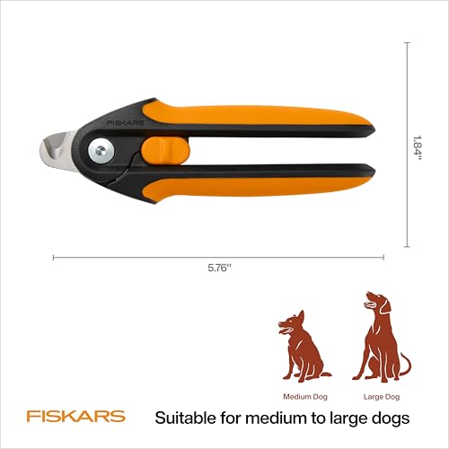 Fiskars Pet Large Nail Clippers, Cat and Dog Nail Trimmers for Grooming, Pet Supplies with Semi-Circular Blade & SoftGrip Handle with Safety Lock, 5.75”, Orange/Black - size: Large