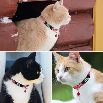 LaReine Silent Slide On Pet ID 태그, 칼라에 맞춤형 레이저 각인, 컬러 탄성 실리콘 밴드 및 S/M/L/XL 블랙 스테인리스 스틸 고양이 개 명판 (블랙, 스몰) - color: 블랙., size: Small