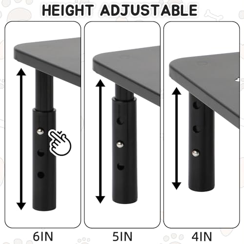 Elevated Cat Food Stand, Adjustable Height Automatic Feeder Stand for Cats Dog Pet Feeding station, Cat Feed Table Suitable for Most Automatic Pet Feeders & Water Dispensers(Black)-Non slip - color: Black