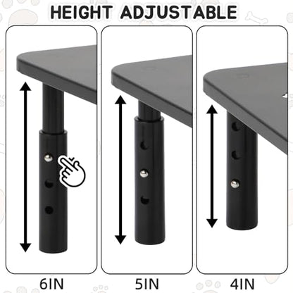 Elevated Cat Food Stand, Adjustable Height Automatic Feeder Stand for Cats Dog Pet Feeding station, Cat Feed Table Suitable for Most Automatic Pet Feeders & Water Dispensers(Black)-Non slip - color: Black