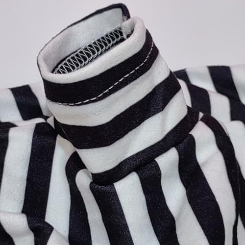 Turtleneck Dog Shirt Cute Doggie Embroidery Super Soft Dog Sweatshirt Stretchy Striped Puppy Pullover for Cats Small Medium Large Dogs (Black Striped, Large) - color: Black Striped, size: Large