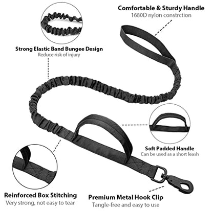 Tactical Dog Collar Military Adjustable Dog Collars Soft Nylon Training Collar with Patch Heavy Duty Metal Buckle Collars for Medium Large Dogs (Black-1, L) - color: Black-1, size: L