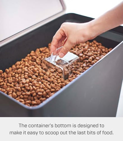 YAMAZAKI Home Tower Airtight Pet Food Storage Container - Cat And Dog Food Holder Bin With Transparent Lid And Handle - Extra Large - Polypropylene - 6.6 Gallons, 25 Liters - color: Black, size: Extra Large