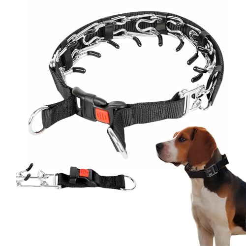 Comfort Dog Collar,Stainless Steel Collar with Quick Release Buckle, Adjustable Comfort Tip with Nylon Cover for Small Medium Large Dogs(Black,XL(21-24”Neck,4mm)) - color: Black, size: XL