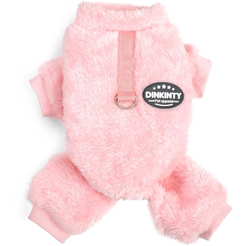 Dog Sweater for Small Dogs Fleece Dog Pajamas Winter Warm Thermal Soft Puppy Pjs Coat Stretchy Jumpsuit Doggie Pet Clothes Outfits Cat Apparel (Pink, XX-Small) - color: Pink, size: XX-Small