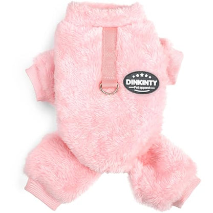 Dog Sweater for Small Dogs Fleece Dog Pajamas Winter Warm Thermal Soft Puppy Pjs Coat Stretchy Jumpsuit Doggie Pet Clothes Outfits Cat Apparel (Pink, XX-Small) - color: Pink, size: XX-Small