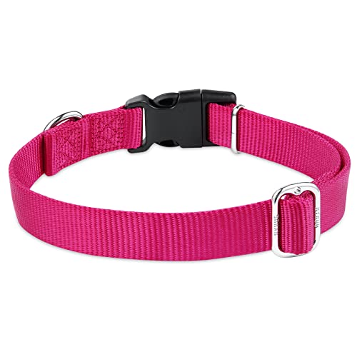 Hyhug Small Dog Collar Quick-Release| Heavy-Duty Nylon Puppy Collar, Adjustable & Durable Pet Supplies for Boy & Girl Dogs (Small, Rose Red) - color: Rose Red, size: Small