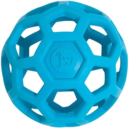 JW Pet Hol-ee Roller Dog Toy Puzzle Ball, Natural Rubber, Small (3 Inch Diameter), Colors May Vary - size: Small