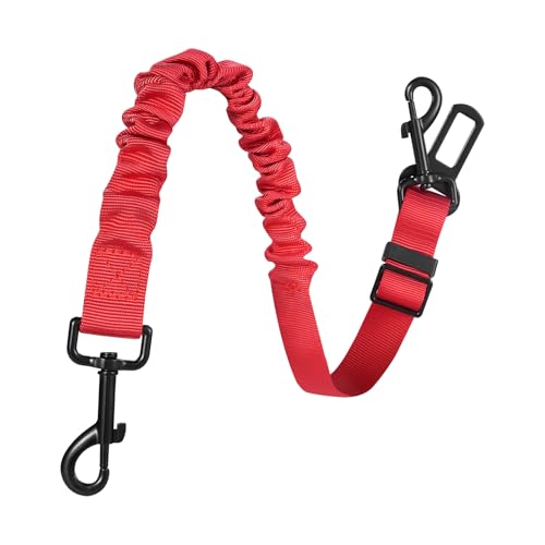 Dog Seat Belt for Car, Retractable Adjustable Nylon Pet Seatbelts for Vehicle Headrests, Elastic & Durable Car Harness, Dogs Leash Accessories for Bicycles (Only Leash Red) - color: Only Leash Red