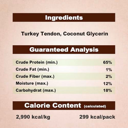 A Freschi srl Turkey Tendons for Dogs, USA-Sourced Human Grade, Rawhide-Free Long-Lasting Puppy Chews, All Natural Hypoallergenic Dog Treats for Small Breeds, 3.53 oz Pack Strips - size: 3.53 Ounce (Pack of 1)