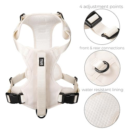 TUG Grab Dog Harness | Integrated Traffic Leash Magnetically Attached for Quick Control (XL/Cream) - color: Cream - Grab Harness, size: XL