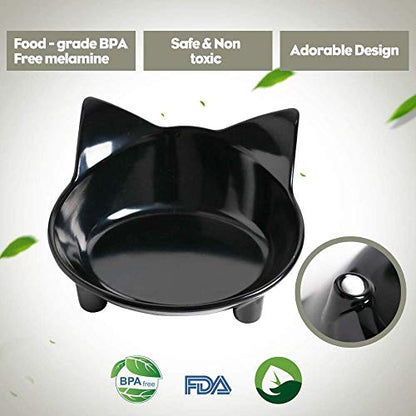 Pet Cat Bowl Dog Food Bowl – Non-Slip, Wide & Shallow Pet Dish for Whisker Fatigue Relief, Safe for Puppies & Rabbits - color: Black+White