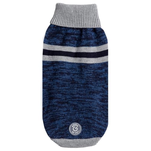 GF PET Trekking Sweater | Quality Multi-Knit Turtleneck for Small, Medium, Large Dogs | Warm Striped Heathered Pullover with Ribbed Armholes | 100% Acrylic | Machine Washable - Blue - 2X Small - color: Blue, size: 2X-Small