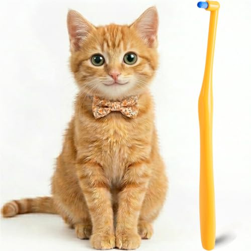 Cat Toothbrush Tuft Head, Small Dog & Puppy Tooth Brushing Kit, Mini Head Teeth Brush for Kitten & Tiny Pet, Doggy Toothbrushes Deep Dental Cleaning, 1 PCS - Orange - size: 1 Count (Pack of 1)