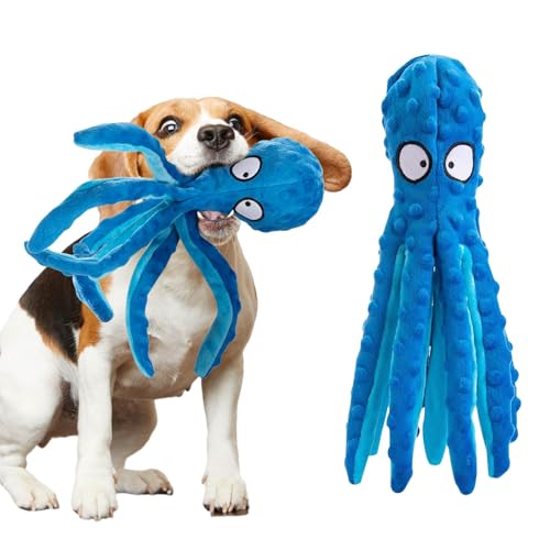 Alphatool Squeaky Dog Toys - No Stuffing Octopus Soft Plush Crinkle Toys to Keep Them Busy, Interactive Essentials for Small Medium Pets Dogs Gifts, 1pcs Blue - color: Blue