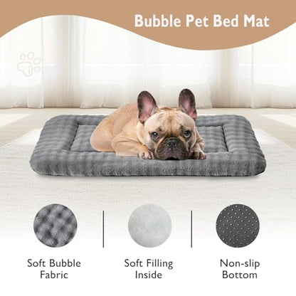 Dog Bed Mat Crate Pad for Medium Dogs, Washable Soft Pet Sleeping Mat Kennel Pad with 3D Bubble Pattern, Grey, 30"x 19" - color: Grey, size: 30"L x 19"W x 1.5"Th