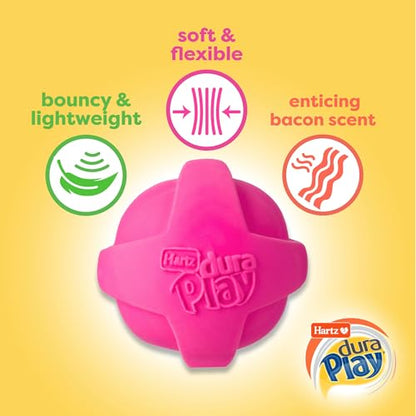 Hartz DuraPlay Bacon Scented Dog Toys, Large 1 Count, Colors May Vary (Pack of 2) - size: 2 Count, style: Large Ball