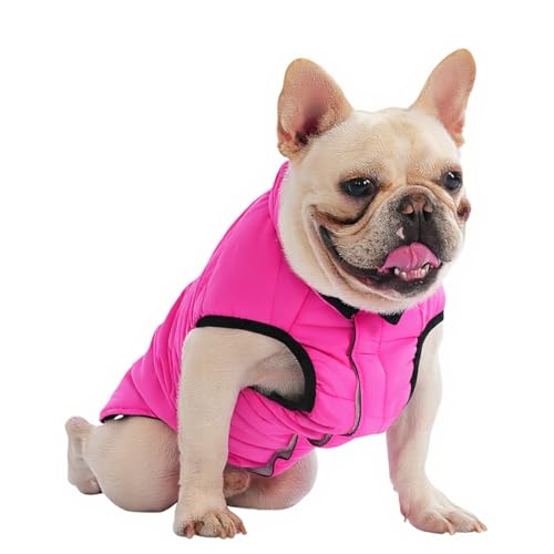 PetWarm Reversible Dog Winter Coat, Windproof Dog Puffer Vest, Soft Vest for Dogs with Hook-and-Loop Strap for Easy Dressing, Waterproof Coat for Dogs with Adjustable Fit, Pink, XS - color: Pink, size: X-Small