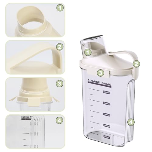 LANGMINGDE 1 Piece Cereal Containers Storage, 2.5L/85oz Rice Airtight Storage Container, BPA Free Clear Plastic Cereal Dry Food Flour Bin, Dog Cat Food Dispenser with Measuring Cup, for Kitchen Pantry