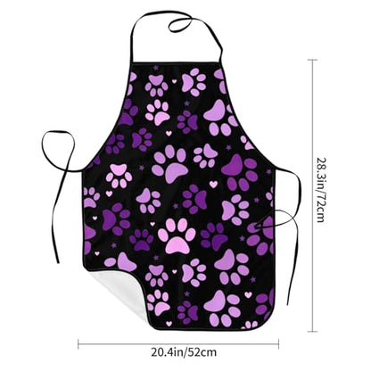 Dog Grooming Waterproof Apron with 2 Pockets, Cute Animals Puppy Dog Pets Apron - color: Purple