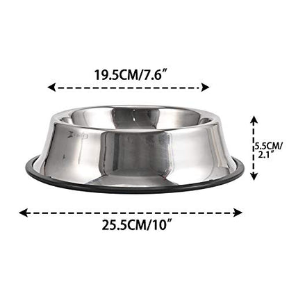 2Packs Stainless Steel Dog Bowl with Anti-Skid Rubber Base for Small/Medium/Large Pet, Perfect Dish, Pets Feeder Bowl and Water Bowl Perfect Choice for Dog Puppy Cat and Kitten (26oz) - size: 26oz