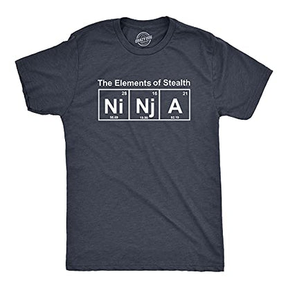 Mens Ninja Element of Stealth T Shirt Funny Adult Humor Graphic Nerdy Tees - color: Heather Navy, size: Small