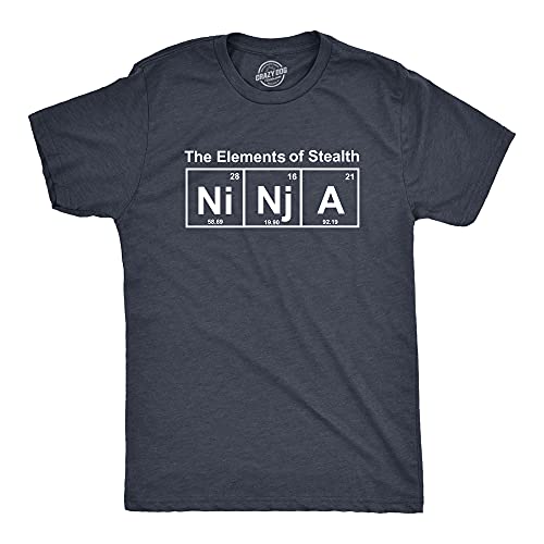 Mens Ninja Element of Stealth T Shirt Funny Adult Humor Graphic Nerdy Tees - color: Heather Navy, size: Medium
