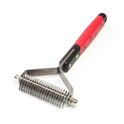 RYAN'S PET SUPPLIES Paw Brothers 20 Blade Medium Double WideDematting Undercoat Rake for Dogs and Cats, Professional Grade, Dog Shedding Brush, Stainless Steel Blades, Rounded Gentle Teeth - size: 20 Blade Medium