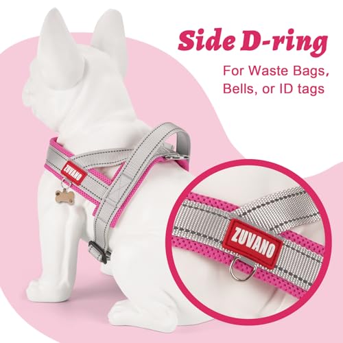 Escape Proof Dog Harness, No-Pull No Choke Soft Padded Breathable Lightweight Mesh Dog Harness for Small Dogs, Reflective Adjustable Pet Vest with Front Clip, Pink/Gray, S - color: Pink/Gray, size: Small