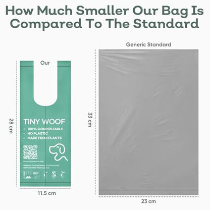 Small Dog Poop Bags, Compostable Plant-Based Waste Bags with Tie Handles, 24 Rolls (360 Count), Leak-Proof, Sized for Chihuahua, Pomeranian, Toy Poodle and Puppies