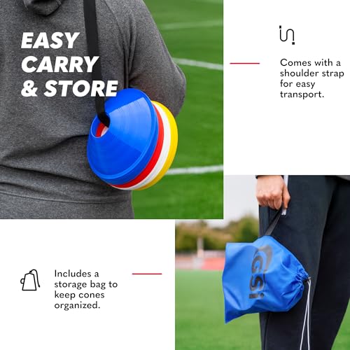 GSi Sports Training Cones for Agility Drills – Soccer & Basketball Multi-Sport Field Markers, Durable Flexible Cones in Multiple Shapes & Packs (20–80 Pack) - style: Prodisc - 40 Pack