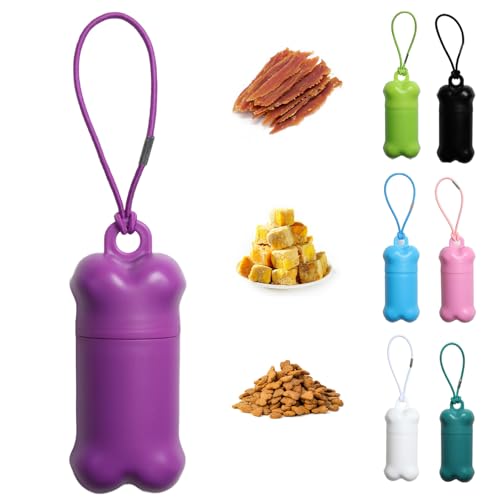 Portable Dog Training Treat Pouch Airtight, Functional Treat Holder Small Dog Treat Bag for Training and Walks, Bone-Shaped Treat Container(Purple) - color: Purple