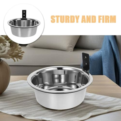 TOYANDONA Raised Dog Bowls Wall Mounted Stainless Steel Elevated Dog Food Water Bowls 8-inch 2 Sets Space Saving Pet Feeding Station