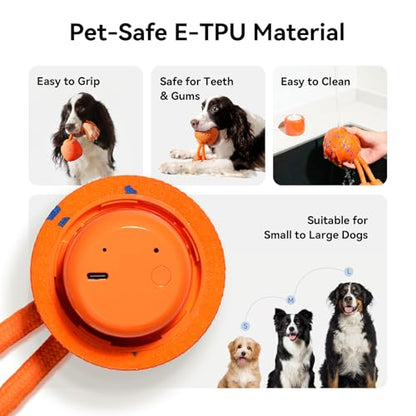 Cheerble Smart Interactive Dog Toy, Wicked Ball Rolly, Automatic Moving, Bouncing, Rotating, E-TPU Material, with Rope & Barks Sound Active Rolling Interactive Dog Ball for Medium and Large Dogs