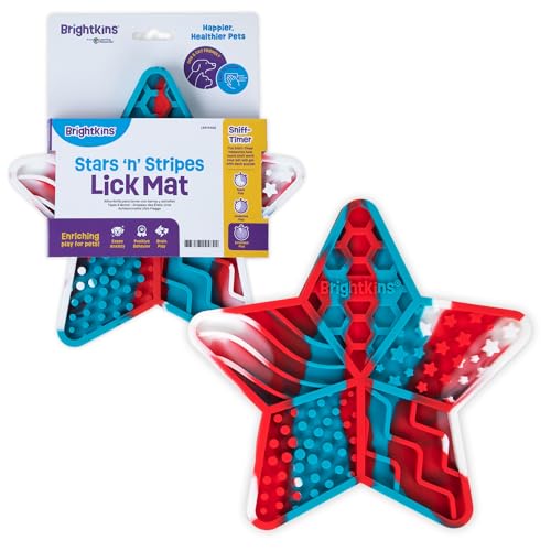 Brightkins Stars 'n' Stripes Lick Mat Mental Stimulation for Dogs,Feeding Treat Mats for Dogs and Cats,Enrichment Dog Food Mat,Puppy Training Tools,Cat Feeder Toy,Dog Toys Boredom,Slow Pet Feeder