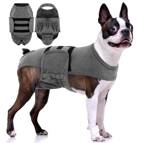 PUMYPOREITY Washable Female Dog Diaper, Adjustable Suspender Pantie, Escape-Proof Anti-Harassment Wear for Heat, Incontinence, Puppy Training, Senior Pet, XS, Grey - color: Grey, size: X-Small