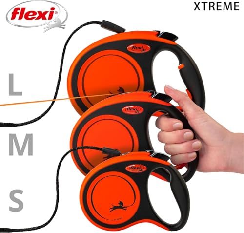 FLEXI® Xtreme Tape Retractable Dog Leash, Small, 16 ft - Orange/Black - size: Small
