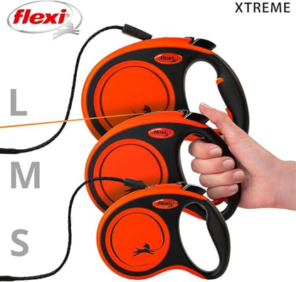 FLEXI® Xtreme Tape Retractable Dog Leash, Small, 16 ft - Orange/Black - size: Small