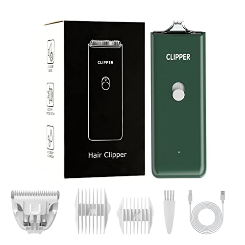 Dog Cat Home Hair Waterproof Clipper Portable Electric USB Rechargeable Pet Grooming Tools Low Noise Shaver Cordless Trimmer for Small and Large Pets - color: Green+narrow Blade