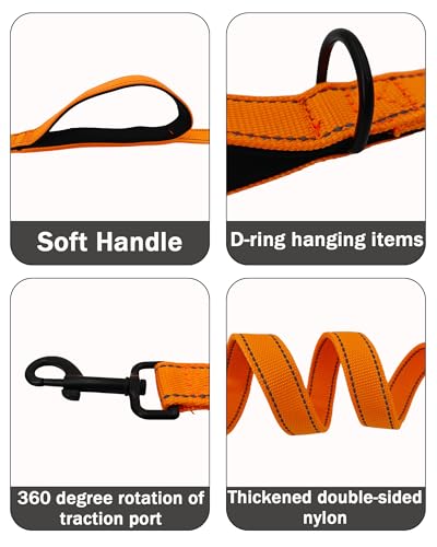 Aeclleca Soft Handle Reflective Black Dog Leash with 2 Padded Handles, 5FT Heavy Duty Pet Lead for Medium & Large Dogs, Comfortable Anti-Slip Grip & Night Safety Design (Green) - color: Green