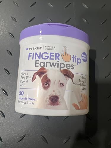 Petkin Fingertip Ear Wipes for Dogs and Cats, 50 Finger Wipes - Slip-On, Snug Fit, Micro-Bristle Fabric - Cleans Ears, Dirt, Odor and Wax - Convenient, Ideal for Home and Travel - Fresh Scent - size: 50ct