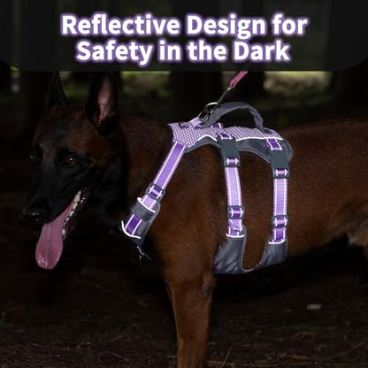 Huntboo Reflective Dog Harness with Handle, Escape Proof, No Slip, Breathable, Lightweight, Adjustable Lift Harness for Small,Medium,and Large Dogs Walking,Training,and Running Gear(Lavender Purple,M) - color: Lavender Purple, size: Medium (Pack of 1)