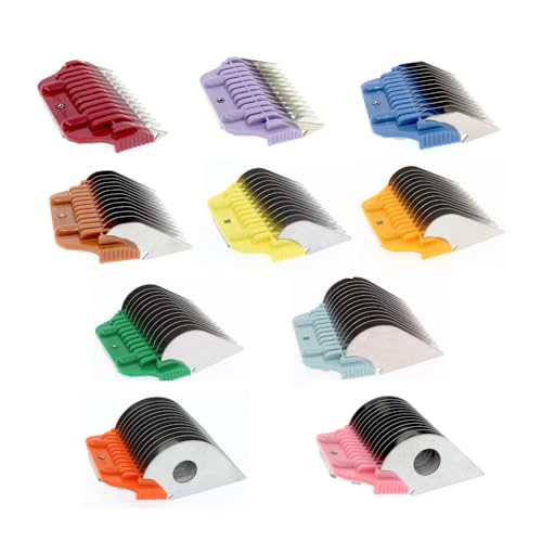 10Pcs Wide Guard Combs Dog Grooming (3mm 6mm 10mm 13mm 16mm 19mm 22mm 25mm 32mm and 38mm) | Wide Clipper Guard Attachment Set Fits for A5 Series Clipper| Wide Clipper Comb Set (WIDE COMB10SET) - color: 10Pcs Set(3mm to 38mm)