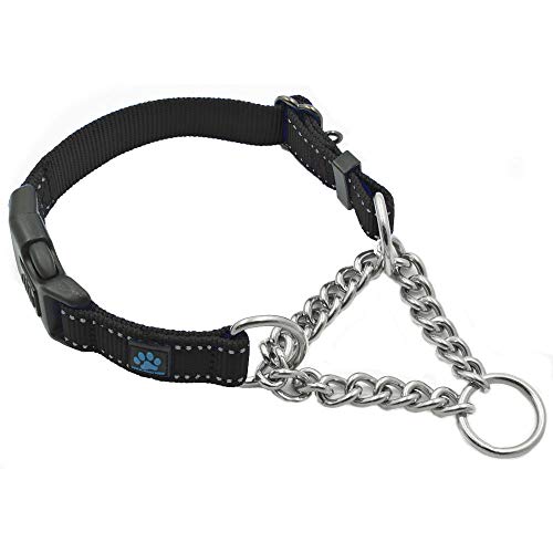 Max and Neo Stainless Steel Chain Martingale Collar - We Donate to a Dog Rescue for Every Collar Sold (Small, Black) - color: BLACK, size: Small