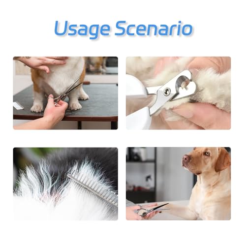 6-piece set of pet grooming scissors and nail clippers - professional dog and cat nail clipper set, equipped with grooming scissors and nail clippers - suitable for pet dogs and cats
