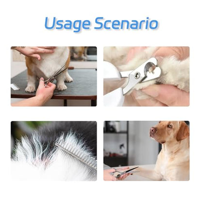 6-piece set of pet grooming scissors and nail clippers - professional dog and cat nail clipper set, equipped with grooming scissors and nail clippers - suitable for pet dogs and cats